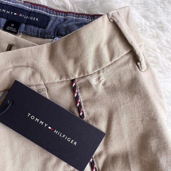 TOMMY HILFIGER Women's Malibu Piping-Trim Shorts Size 12 khaki Cotton/Elastane - Picture 7 of 16